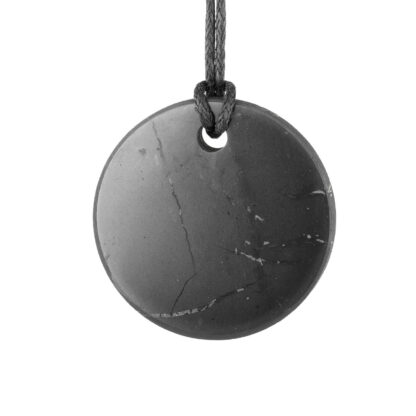 SHUNGITE solid circle pendant